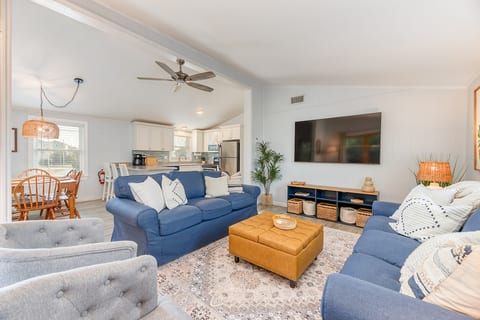 A cozy and stylish place to relax after a day of fun in the sun. 70" TV loaded with apps so you can log in to your account and watch all your favorite things.