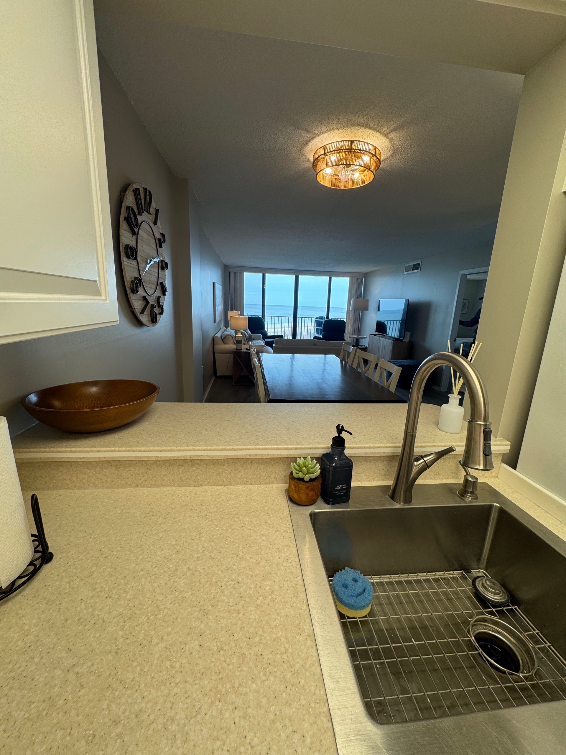 View from kitchen to living room.