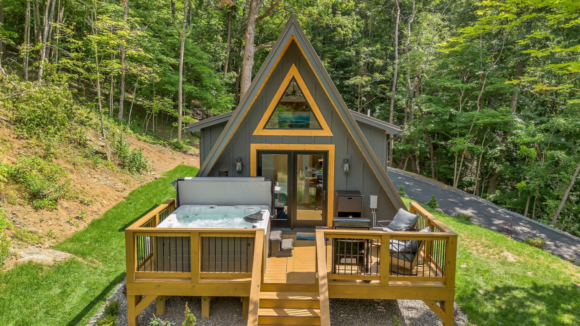 Back view of Aframe Cabin Back view of Aframe Cabin - High Peak Aframe Cabin - West Jefferson