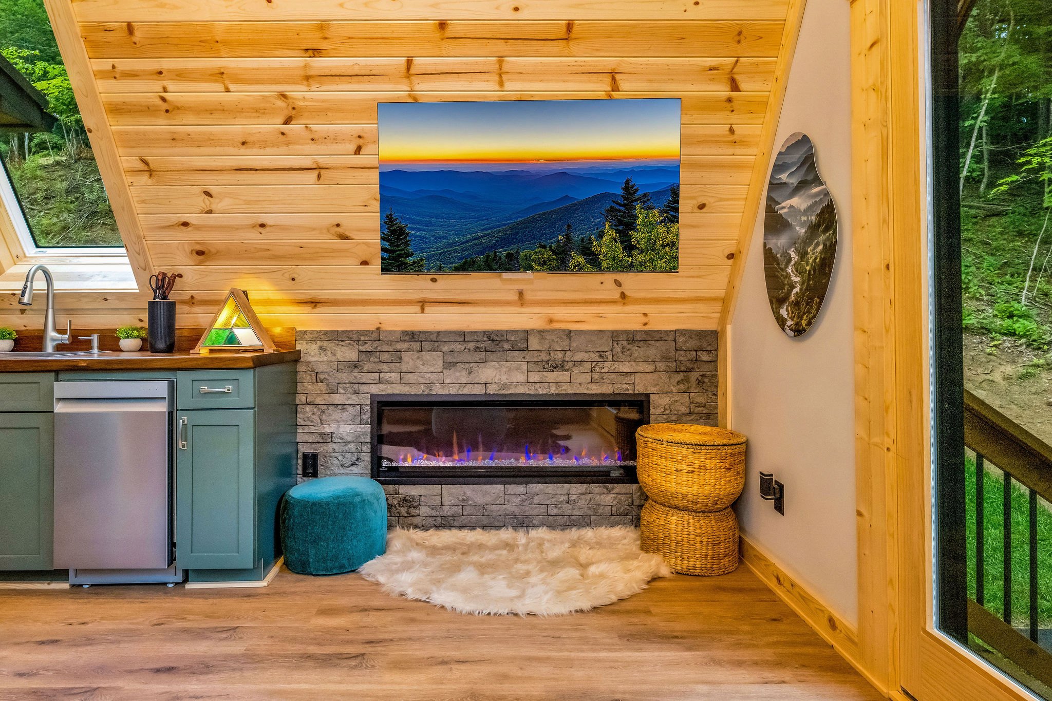 Smart TV and Cozy Fireplace Smart TV and Cozy Fireplace - High Peak Aframe Cabin - West Jefferson