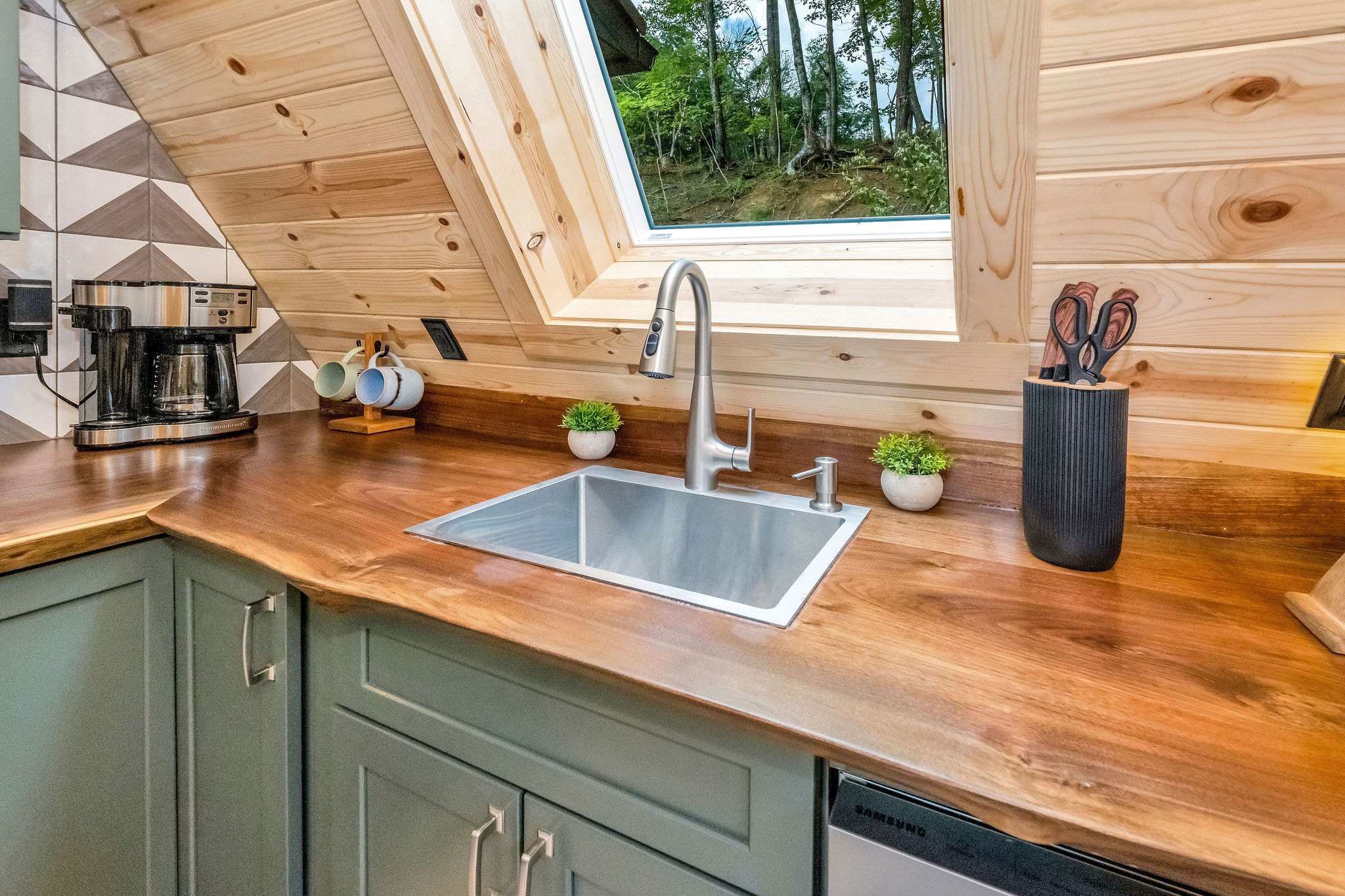 Sink and Coffee Maker Sink and Coffee Maker - High Peak Aframe Cabin - West Jefferson