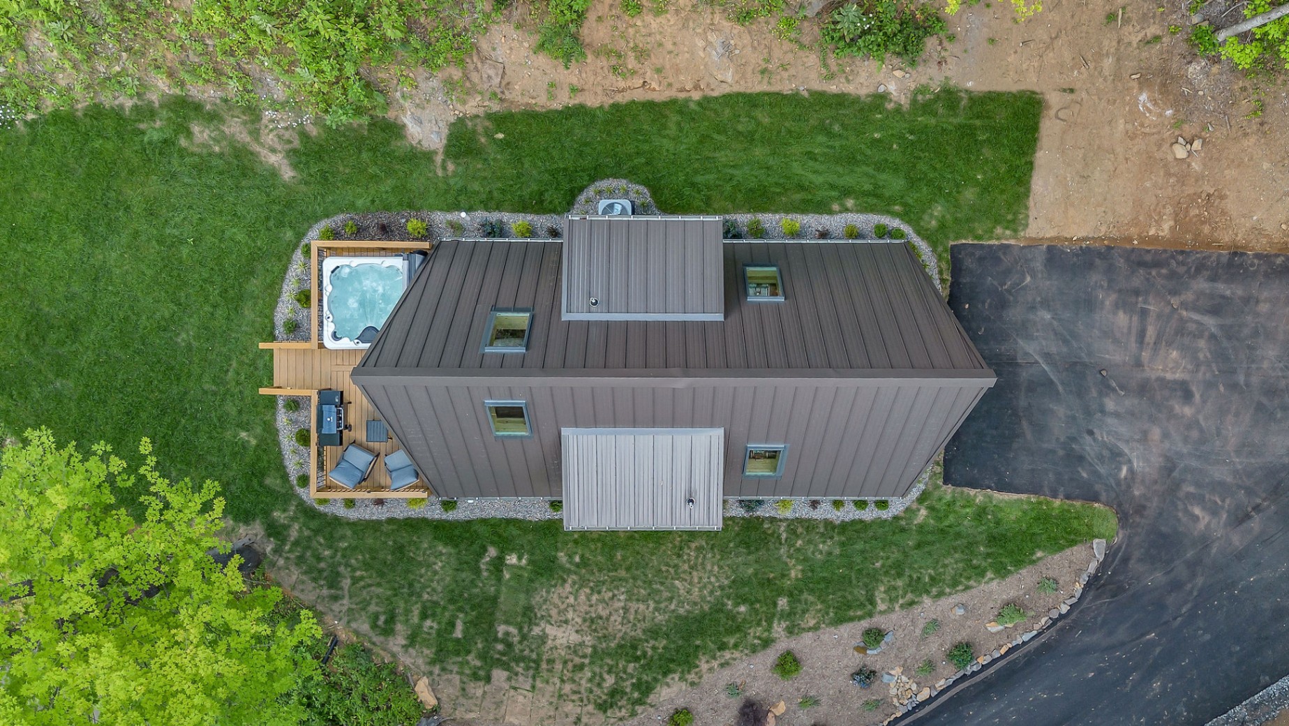 Drone view of above Cabin Drone view of above Cabin - High Peak Aframe Cabin - West Jefferson