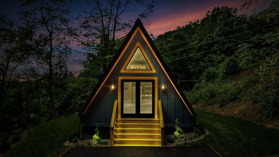Nighttime front of the Cabin