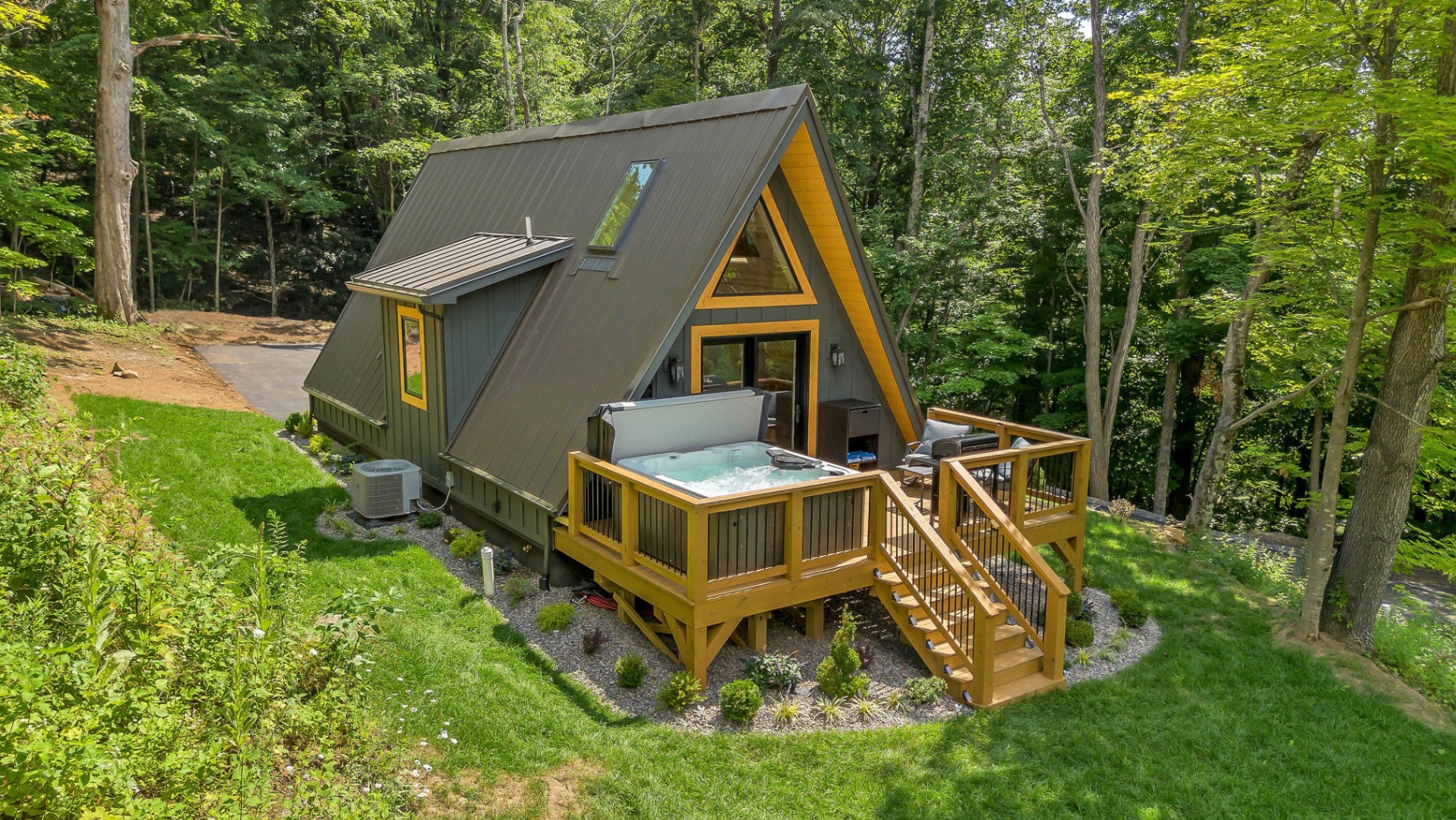 Back view of Aframe Cabin Back view of Aframe Cabin - High Peak Aframe Cabin - West Jefferson