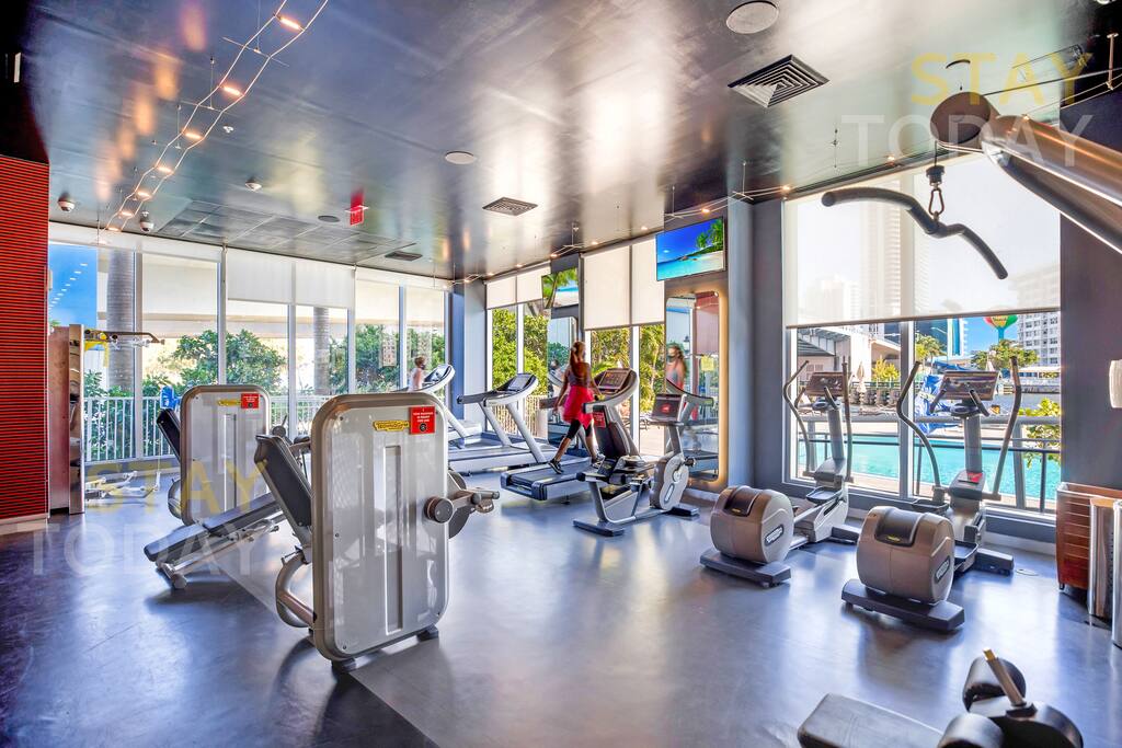 Stay active during your trip with access to the on-site gym. Equipped with a variety of machines and weights, this space offers a convenient place to maintain your fitness routine while enjoying your stay.