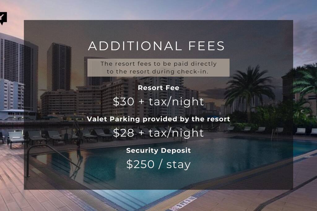 Enjoy a comfortable stay with access to top amenities! Please note a resort fee of $30 + tax per night, valet parking at $28 + tax per night, and a refundable security deposit of $250 per stay.