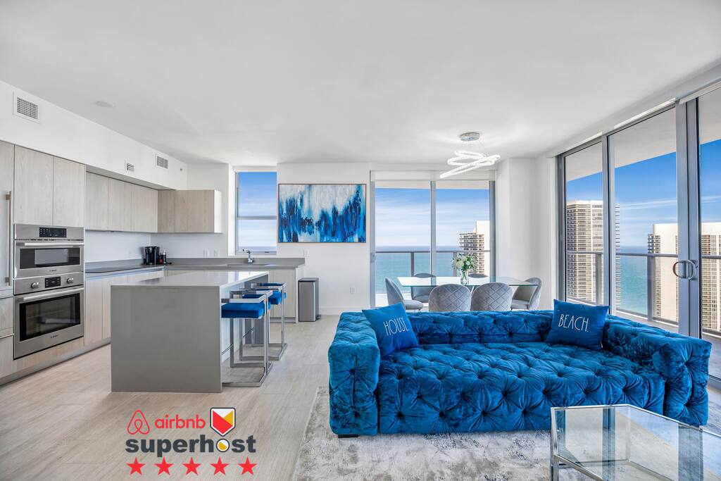 Welcome to your luxury corner escape in Hollywood, Florida! This spacious condo boasts 180° ocean and Intracoastal views, modern amenities, and resort-style pools, gym, and beach service for the perfect getaway.