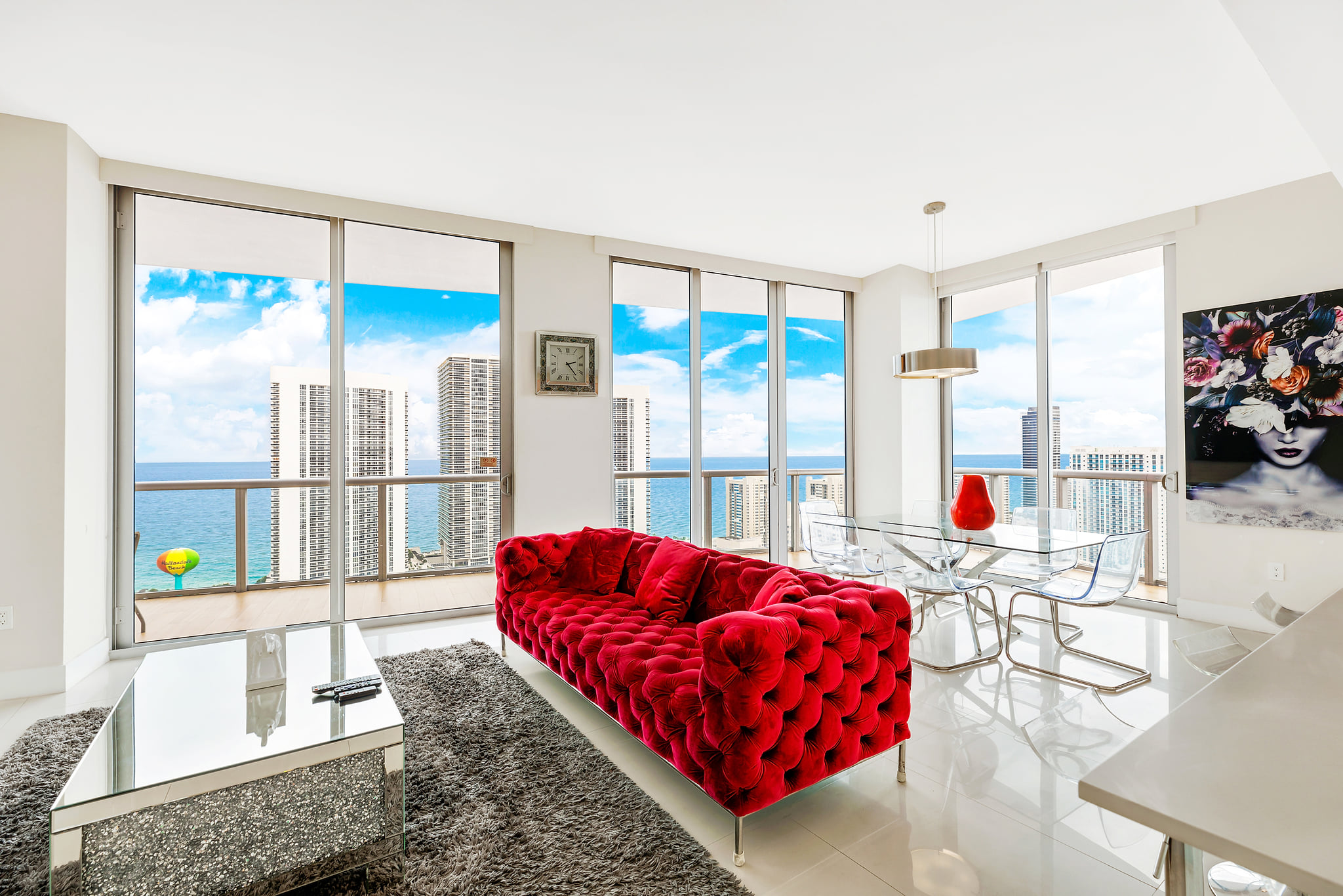 Sleek condo with panoramic ocean views and chic designer decor