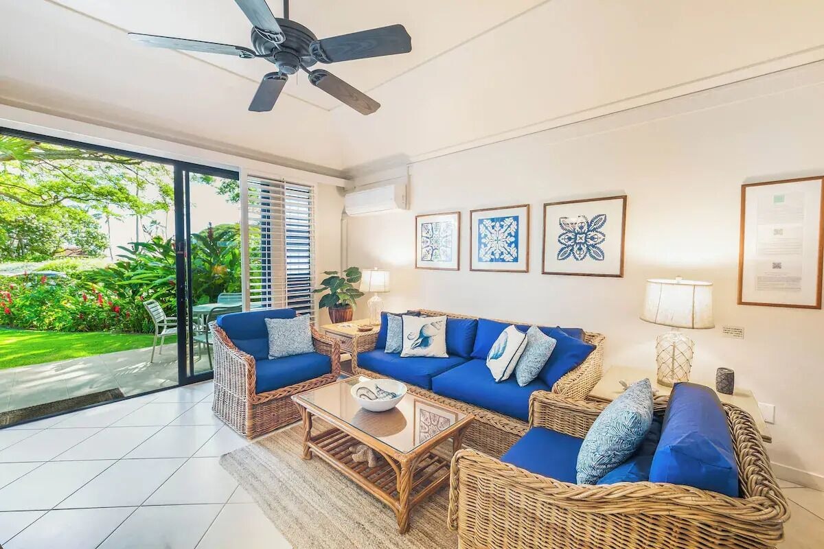 Living area with pull out sleeper couch