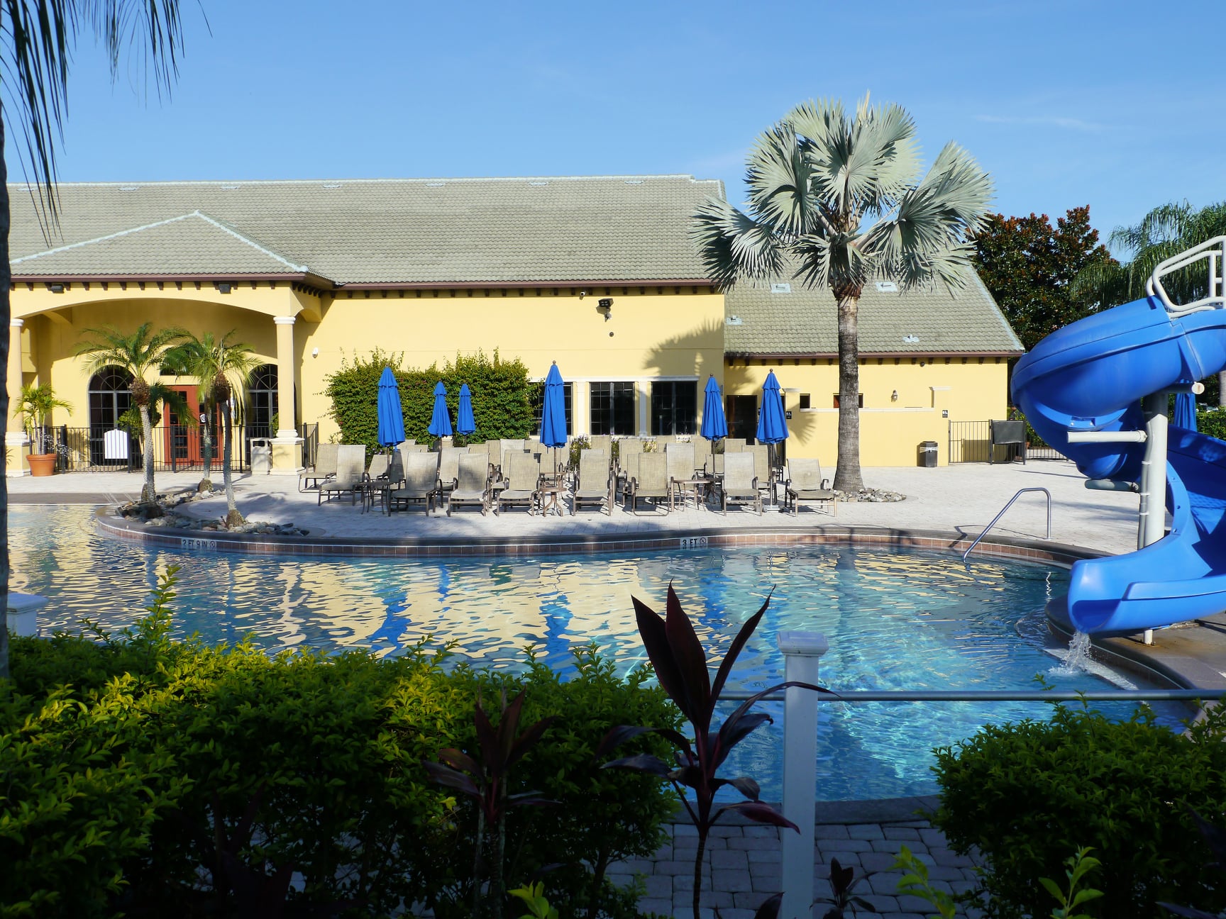 The kids never get enough of the slide for hours of fun! The pool is close enough that you can go back home for snacks or a meal and return without ever getting into the car. But snacks, drinks and meals are available at the bar and grill if you don't want to leave!