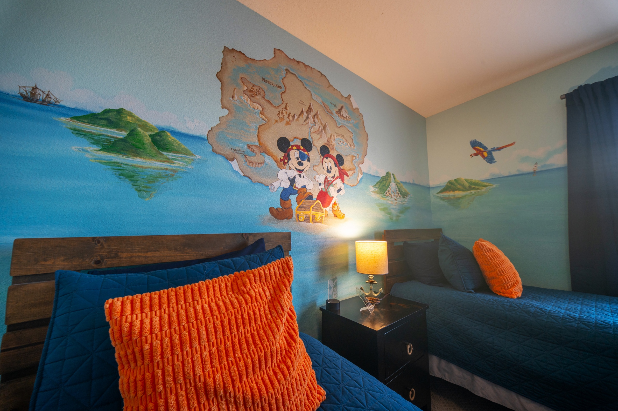 Ahoy matey! The kids (and adults) will appreciate the comfy pirate room that overlooks the lake. This room also has its own tv.