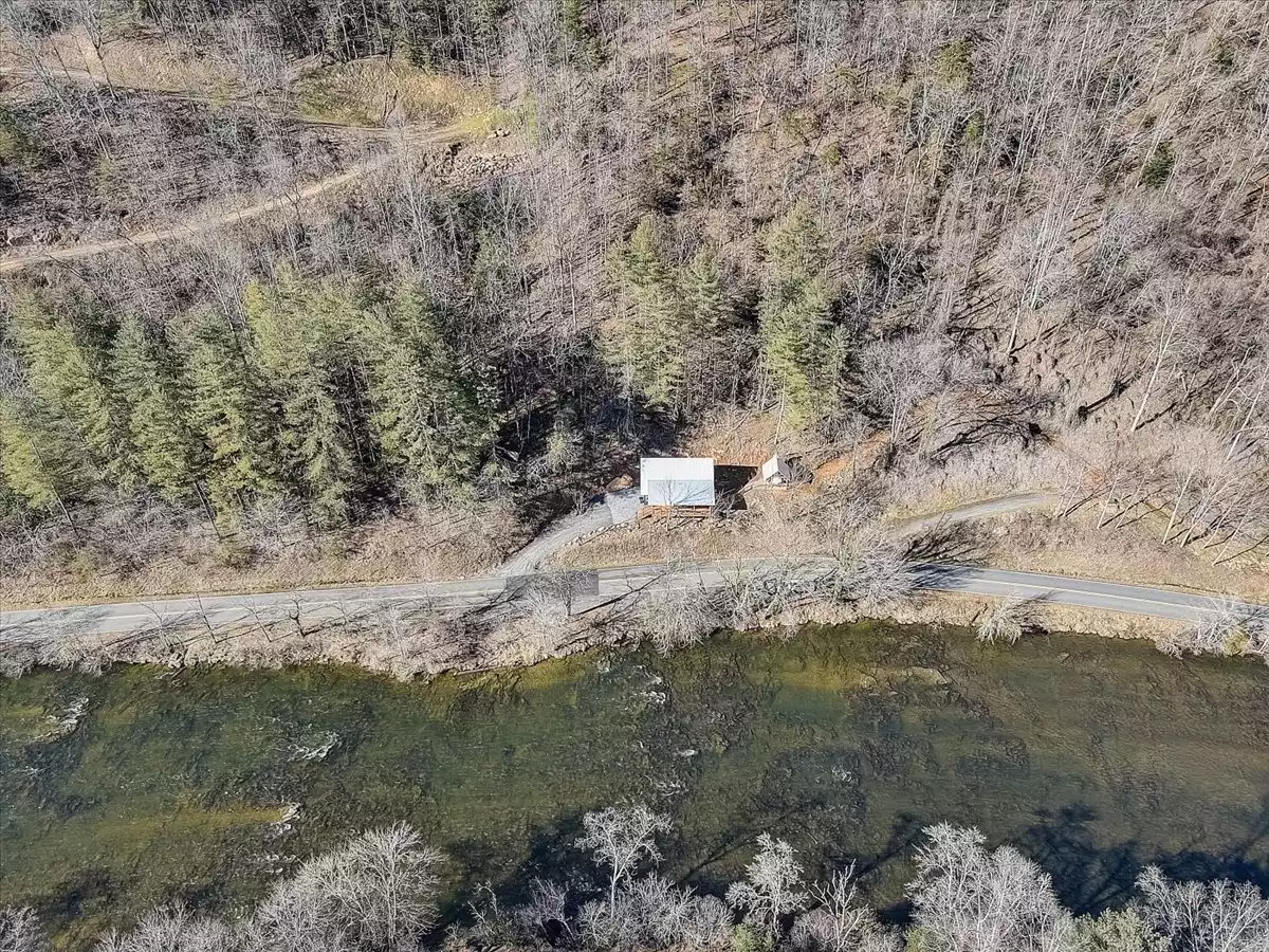 Ariel view of the house and river Ariel view of the house and river - Whee Retreat - Sylva