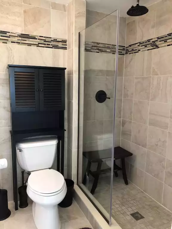 Master bathroom rain shower - Location-Quaint  Beach Front House- - St. Pete Beach