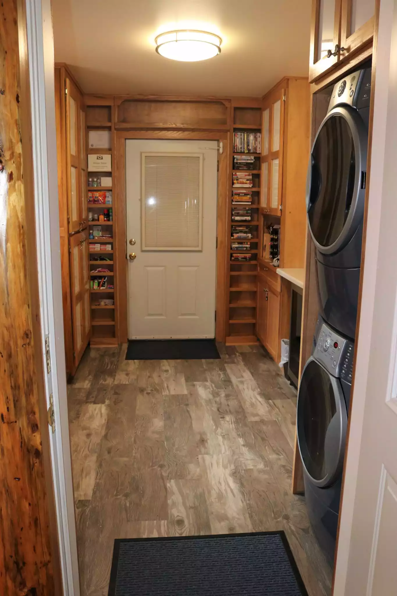 right is dvd library, left is small honor store with trial sized necessities.
