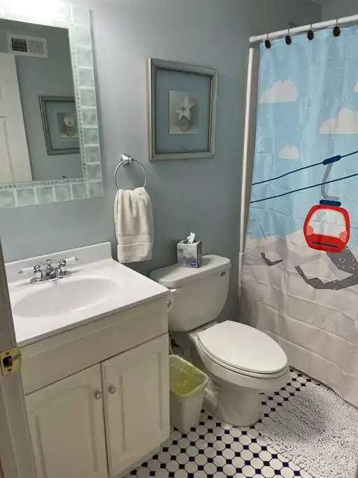 Lower Level Bathroom Lower Level Bathroom - Sleeps 13 in North Conway w Game Room and Pool - North Conway