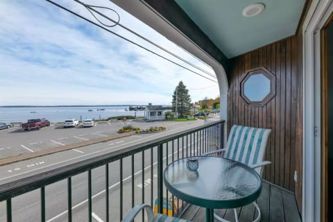 balcony view of ferry dock