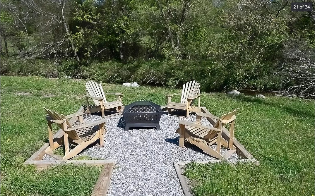 Creekside fire pit at unit