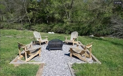 Creekside fire pit at unit