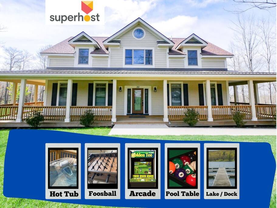 Welcome to Mulligan Manor - The lake's best cabin vacation rental.  Home is less than 5 minutes to skiing, lake and more! The home has a game room, hot tub, fire pit and fireplace!  Everything needed 