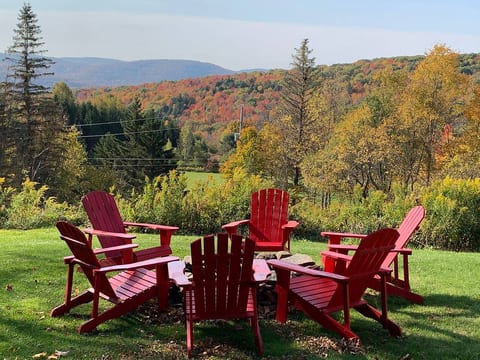 Adirondack chairs next to the fire pit. Roasting marshmallows with a view!