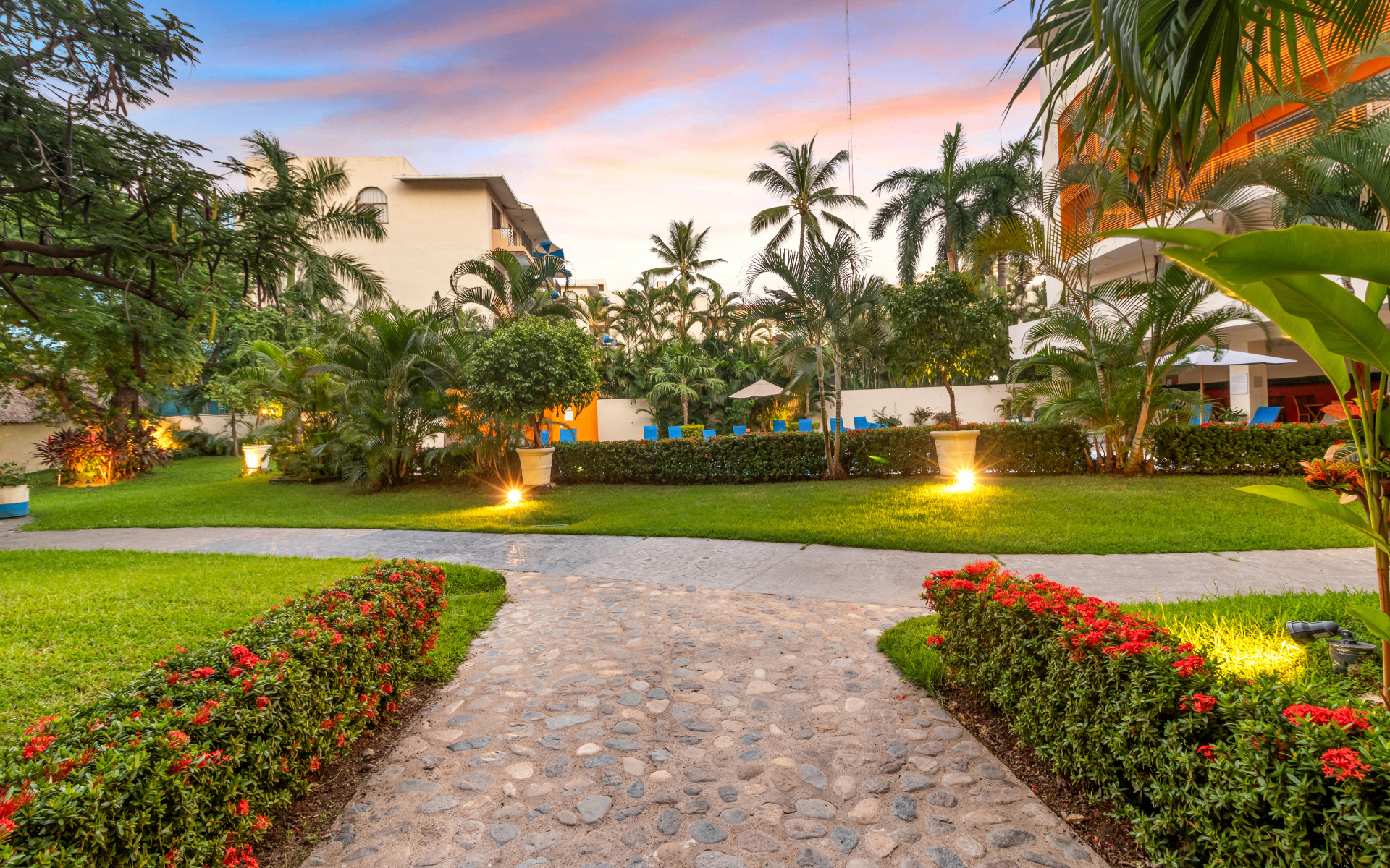 Gardens as you walk inside the community.