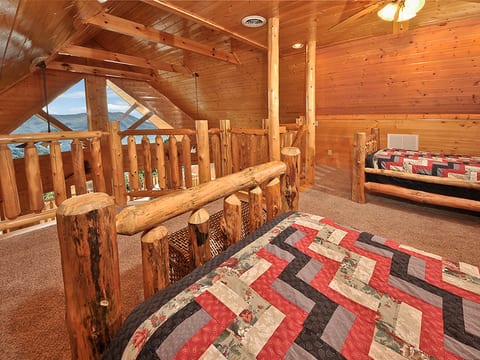 Twin beds in left