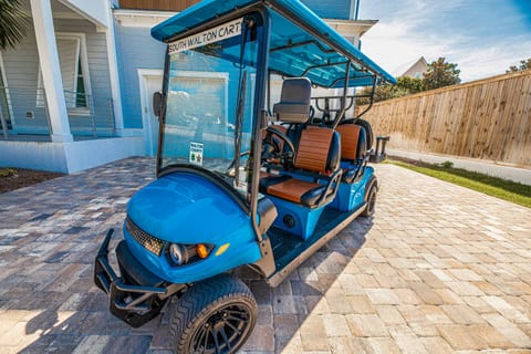 Explore Santa Rosa Beach the fun and easy way with your complimentary 6-seater golf cart—beach, shops, and restaurants just a quick ride away.