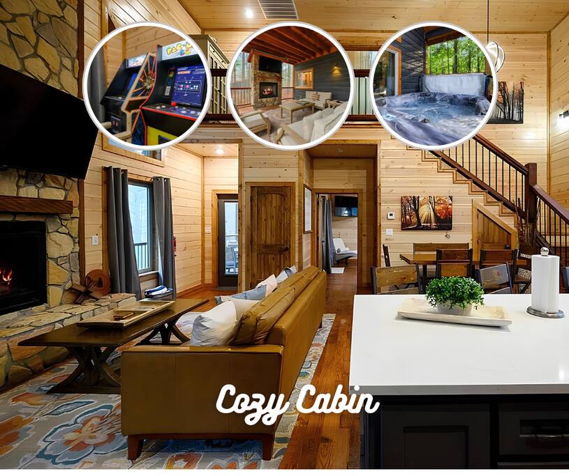 cozy-cabin-with-hot-tub-fire-pit-and-arcade-games/