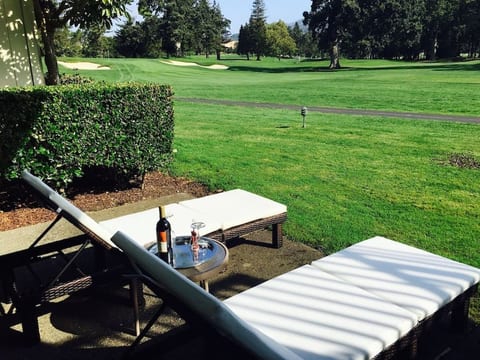 Sip your coffee or unwind with Napa's finest, soaking in serene golf course views from your private