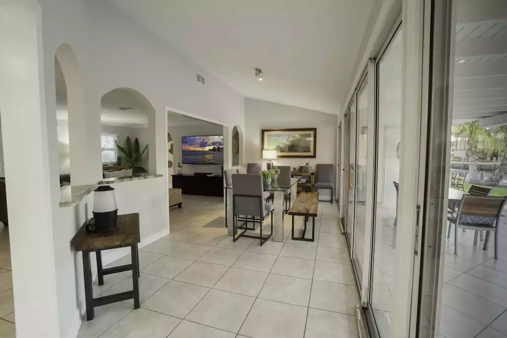 Wall of sliding glass doors