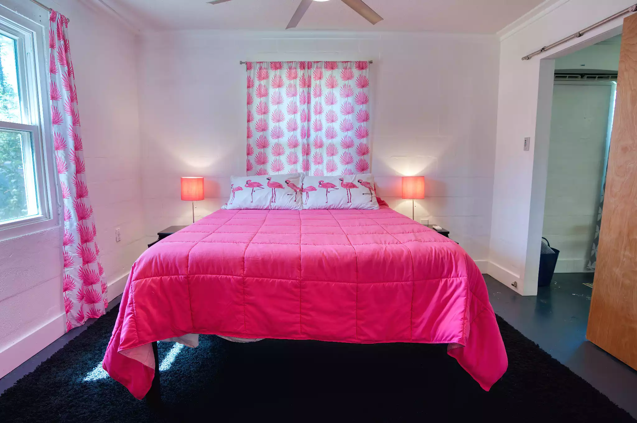 Pink Flamingo Queen Bedroom  - The Salty Mermaid - Pool, Hot Tub, & Dog Friendly - St George Island