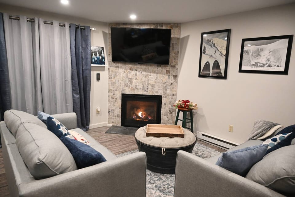Main living area with updated mountain modern décor