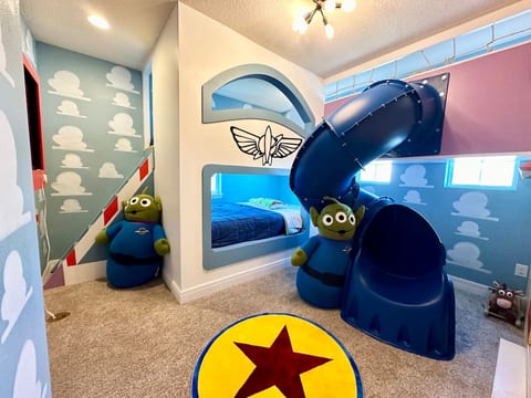 Toy Story Room has 2 Queen, @ twins and slide :)