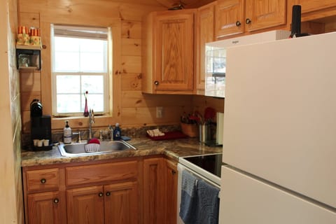 Full size fridge, range, microwave