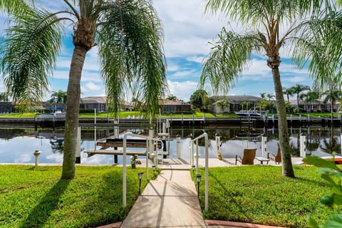 Walkway to the private dock and boat lift