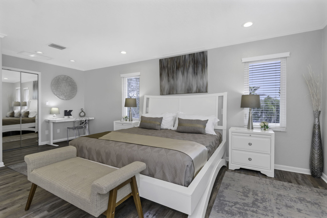 Luxurious Upstairs Master Bedroom with Desk