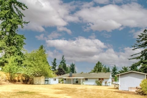 Our backyard is fully fenced in! It is perfect for your furry animals and privacy!