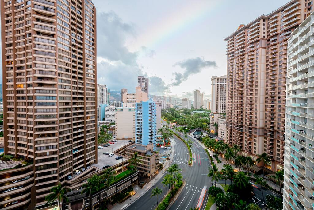 Enjoy the city view to your right in your 120 square foot lanai (balcony).