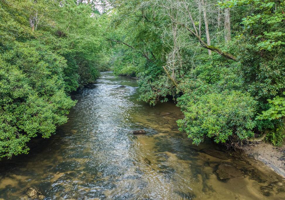 Fightingtown creek just steps from the back deck is perfect for trophy trout fishing, swimming and relaxing