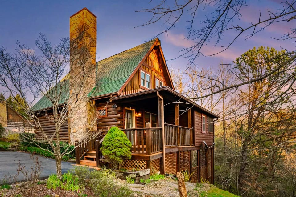 Nestled within the majestic Smokey Mountain forest, the homey cabin awaits your arrival. 