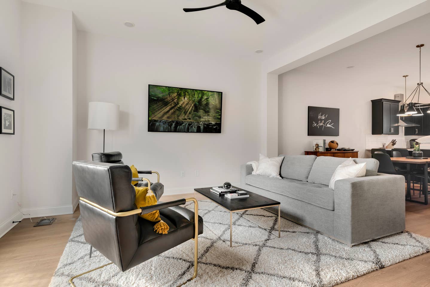 The enormous 70-inch TV has Xfinity cable and streaming access for Netflix, Amazon, Hulu, etc. with your own logins