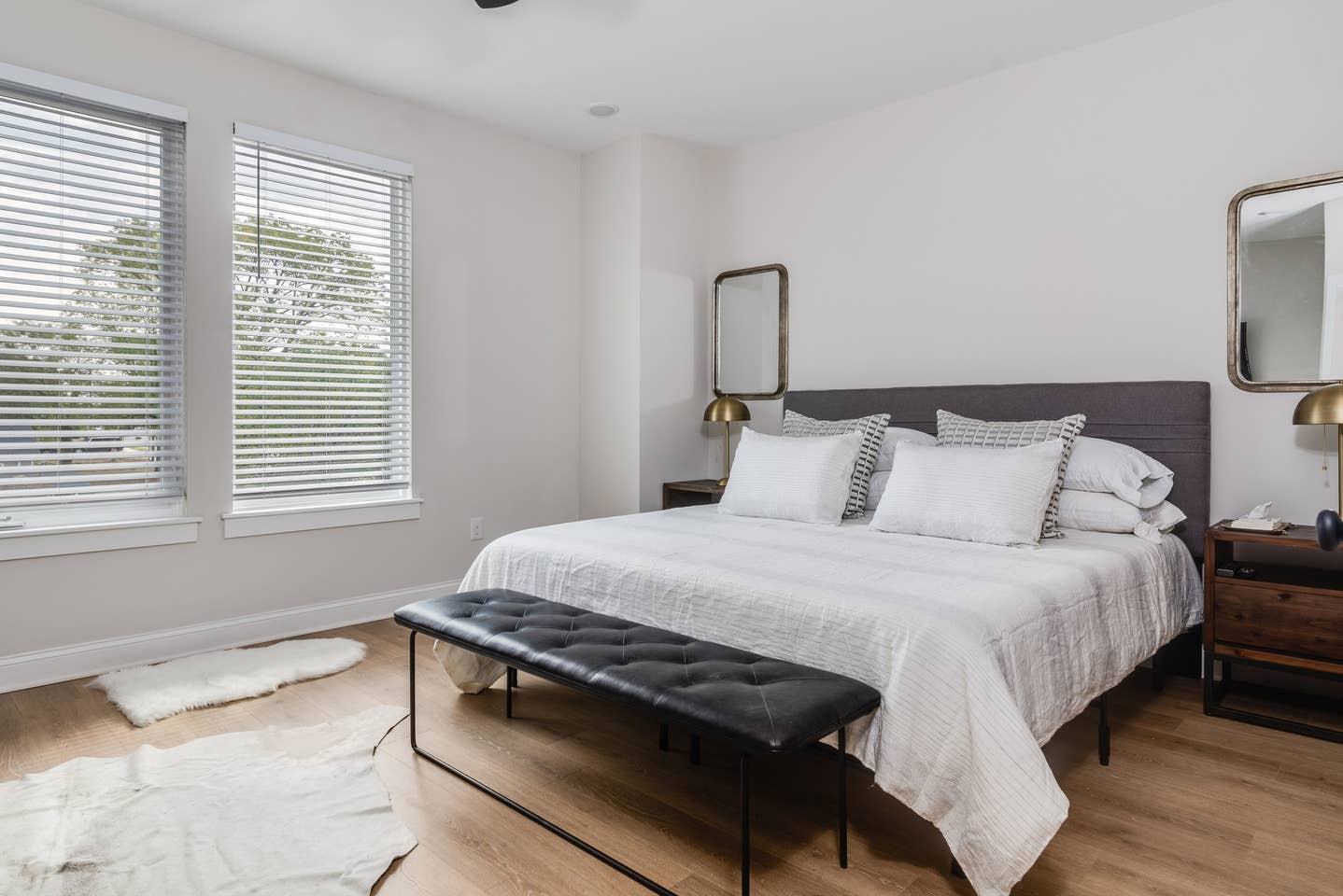 Primary suite has a king-size bed with a comfortable memory foam mattress