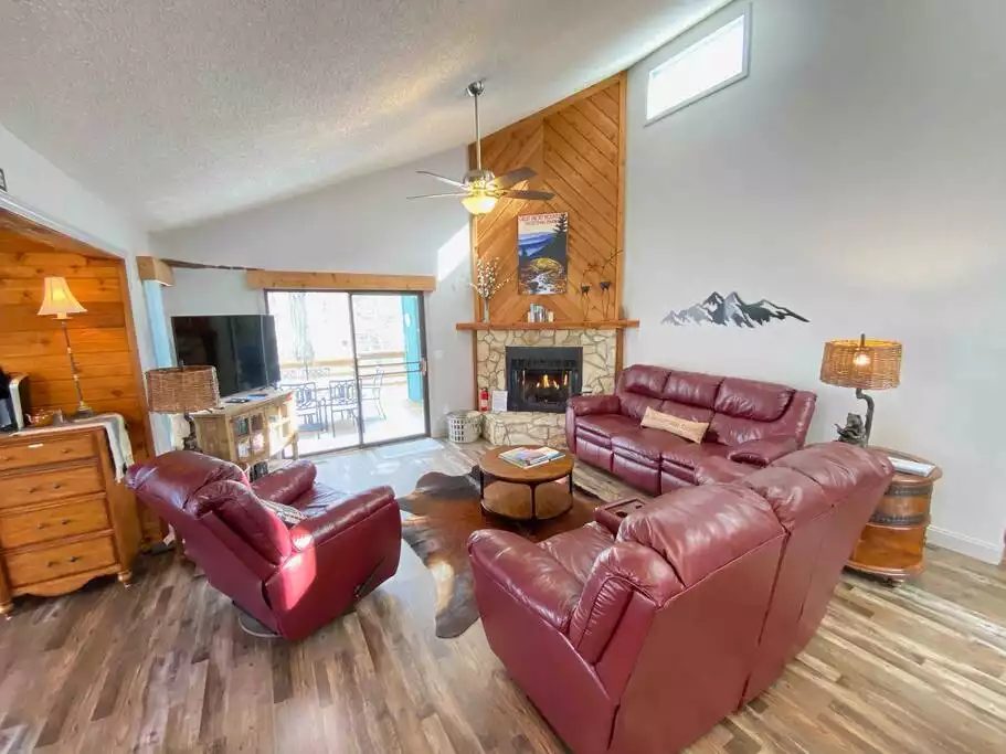 Enjoy the gas fireplace while relaxing in the living room. - Cabin/Close to ski slopes/Pet Friendly/King Beds - Maggie Valley