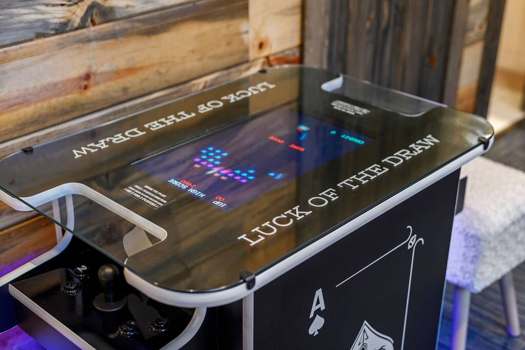 Retro luck glows in rustic arcade