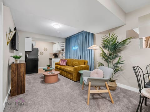Cozy welcome: sofa bed, dining, and smart TV ready for you.