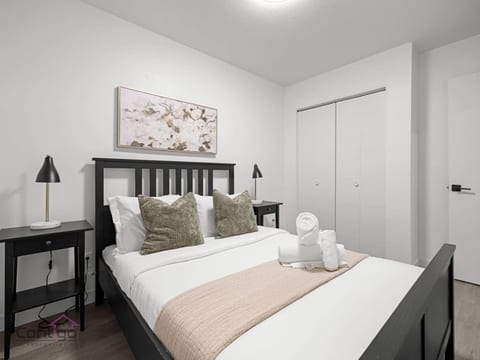 Sleep deep and unpack easily: double bed, blackout curtains, and closet.