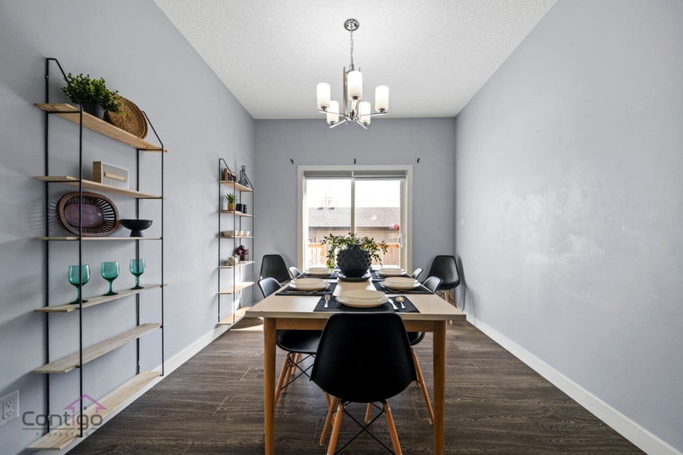 Enjoy the ease and simplicity of sharing a meal in this well-lit and functional dining area.