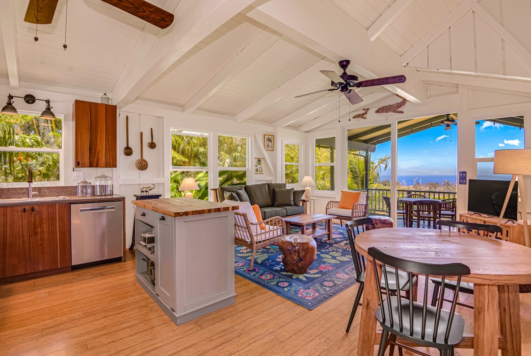 Living/dining area with ocean view