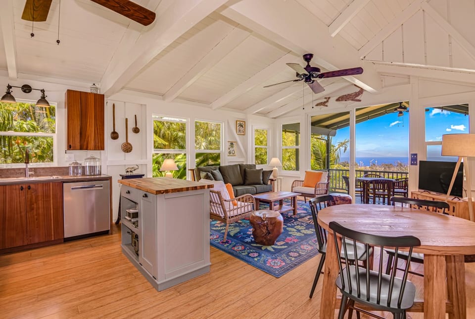 Living/dining area with ocean view