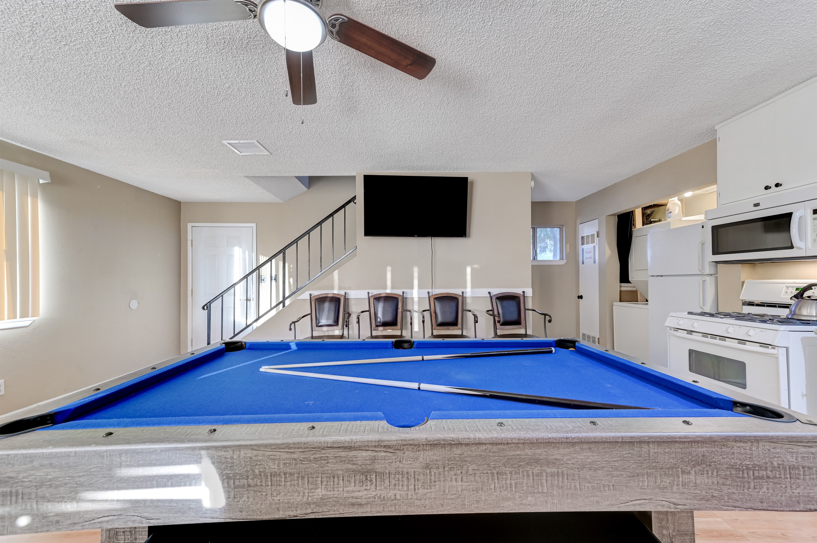 Pool table and 50 inch tv